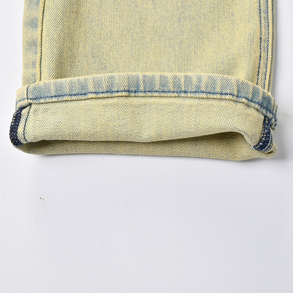 Custom Men's 98%Cotton 2%Spandex Washed Skinny Stretch Jeans