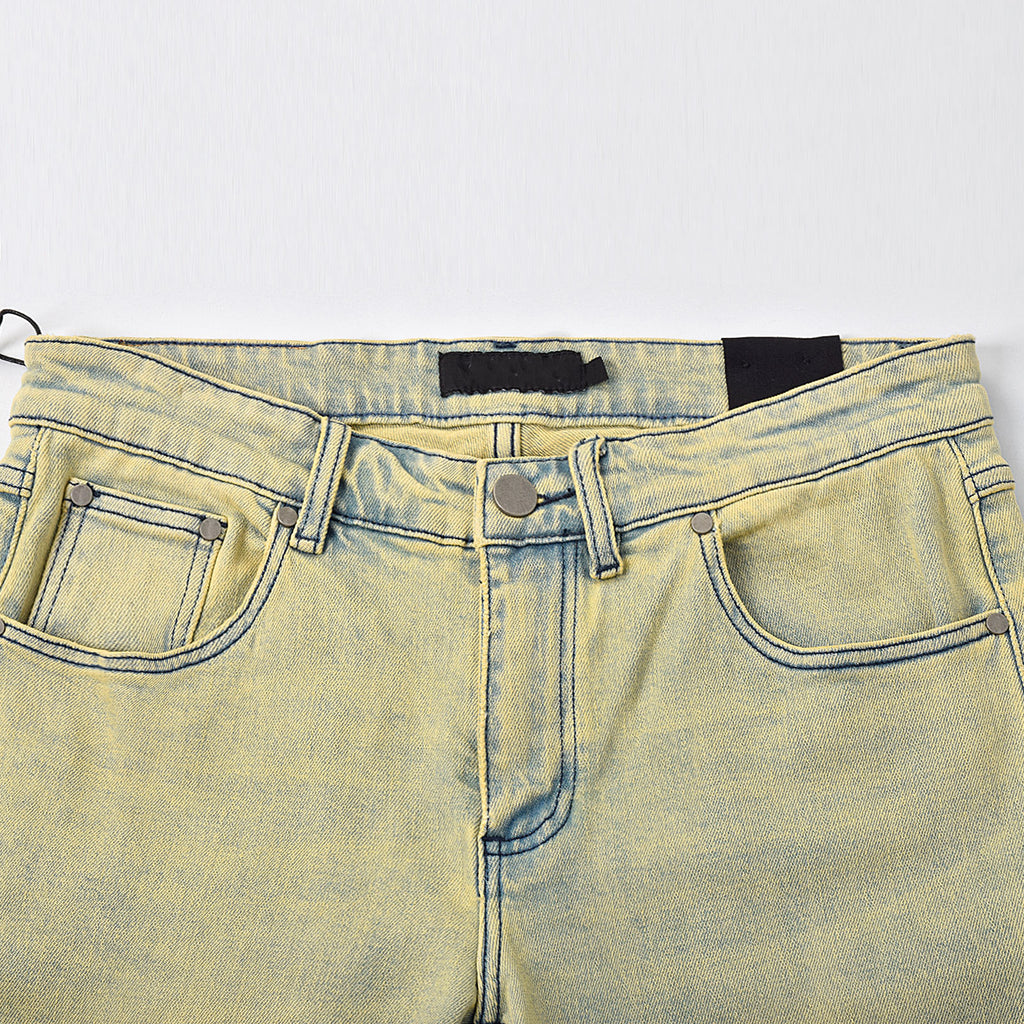 Custom Men's 98%Cotton 2%Spandex Washed Skinny Stretch Jeans