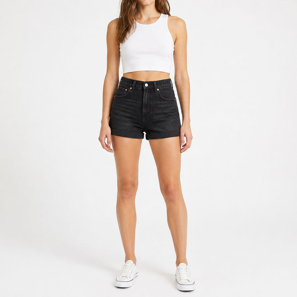 Custom Women's Black Mini Denim Shorts