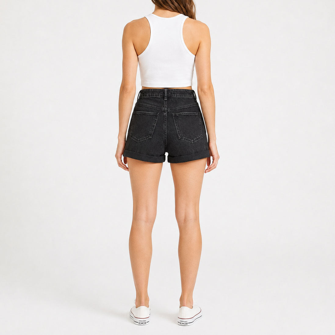 Custom Women's Black Mini Denim Shorts