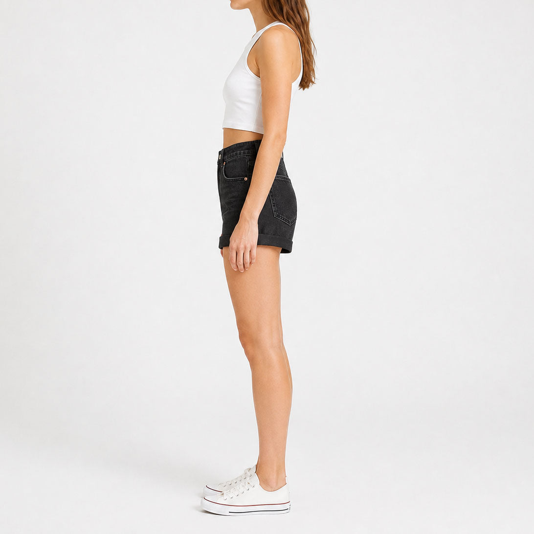 Custom Women's Black Mini Denim Shorts
