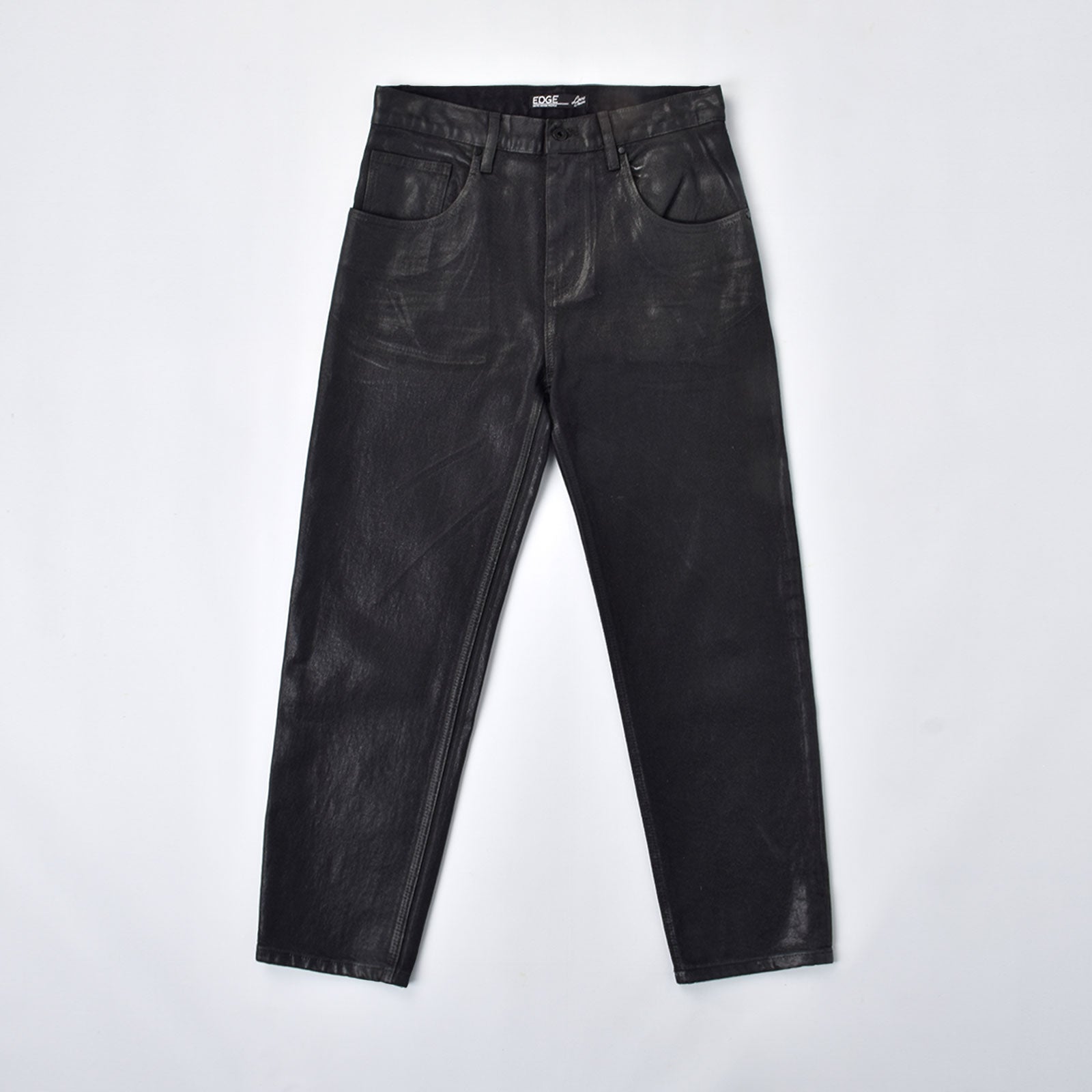 Custom Men's Plain Taper Fit Black Waxed Coat Men Jeans