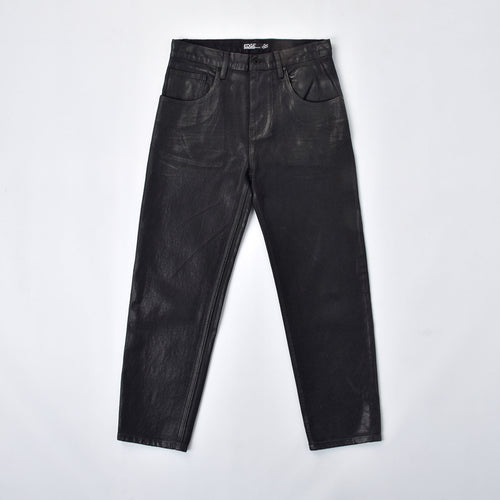 Custom Men's Plain Taper Fit Black Waxed Coat Men Jeans