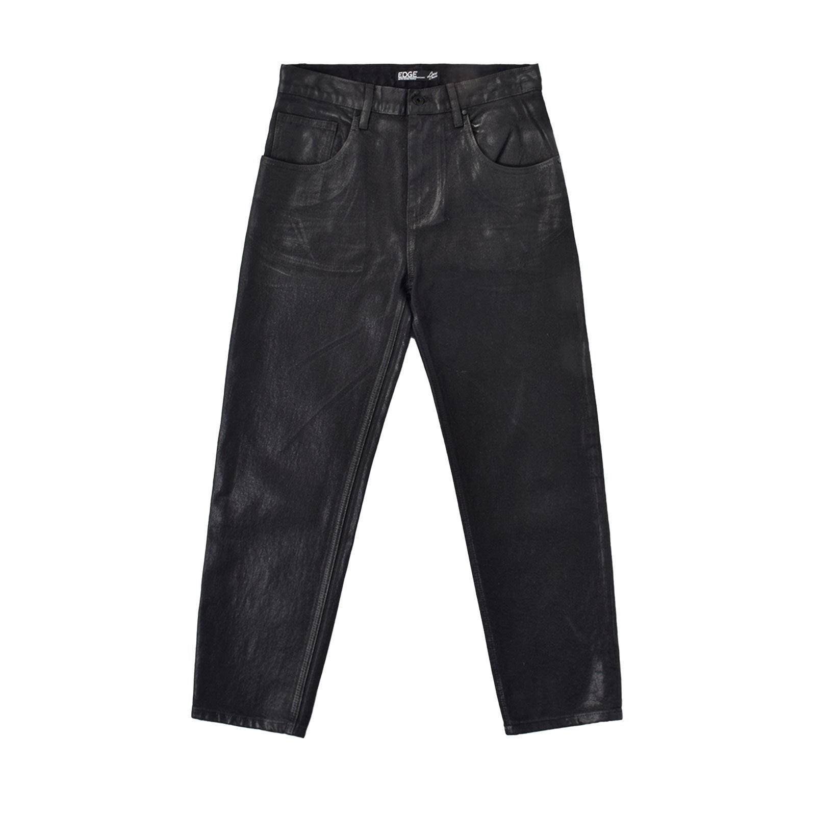 Custom Men's Plain Taper Fit Black Waxed Coat Men Jeans