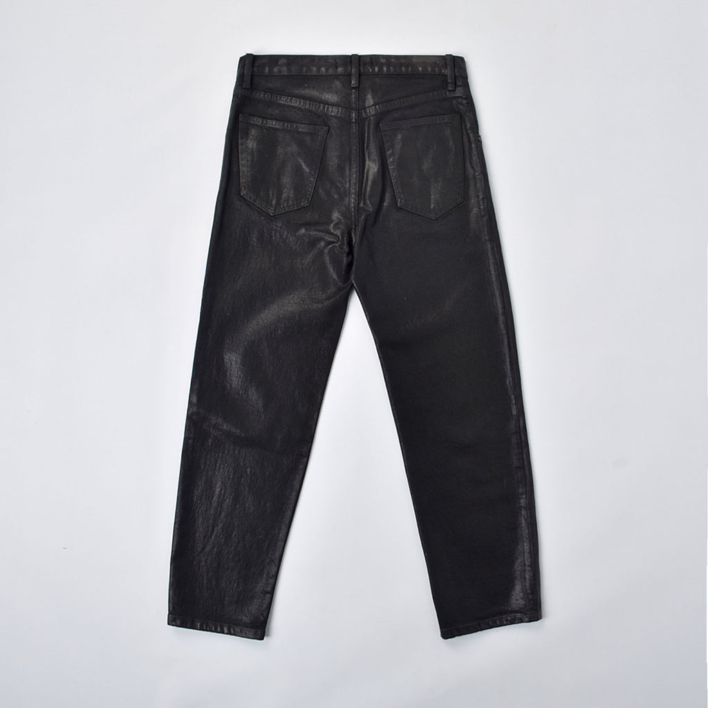 Custom Men's Plain Taper Fit Black Waxed Coat Men Jeans