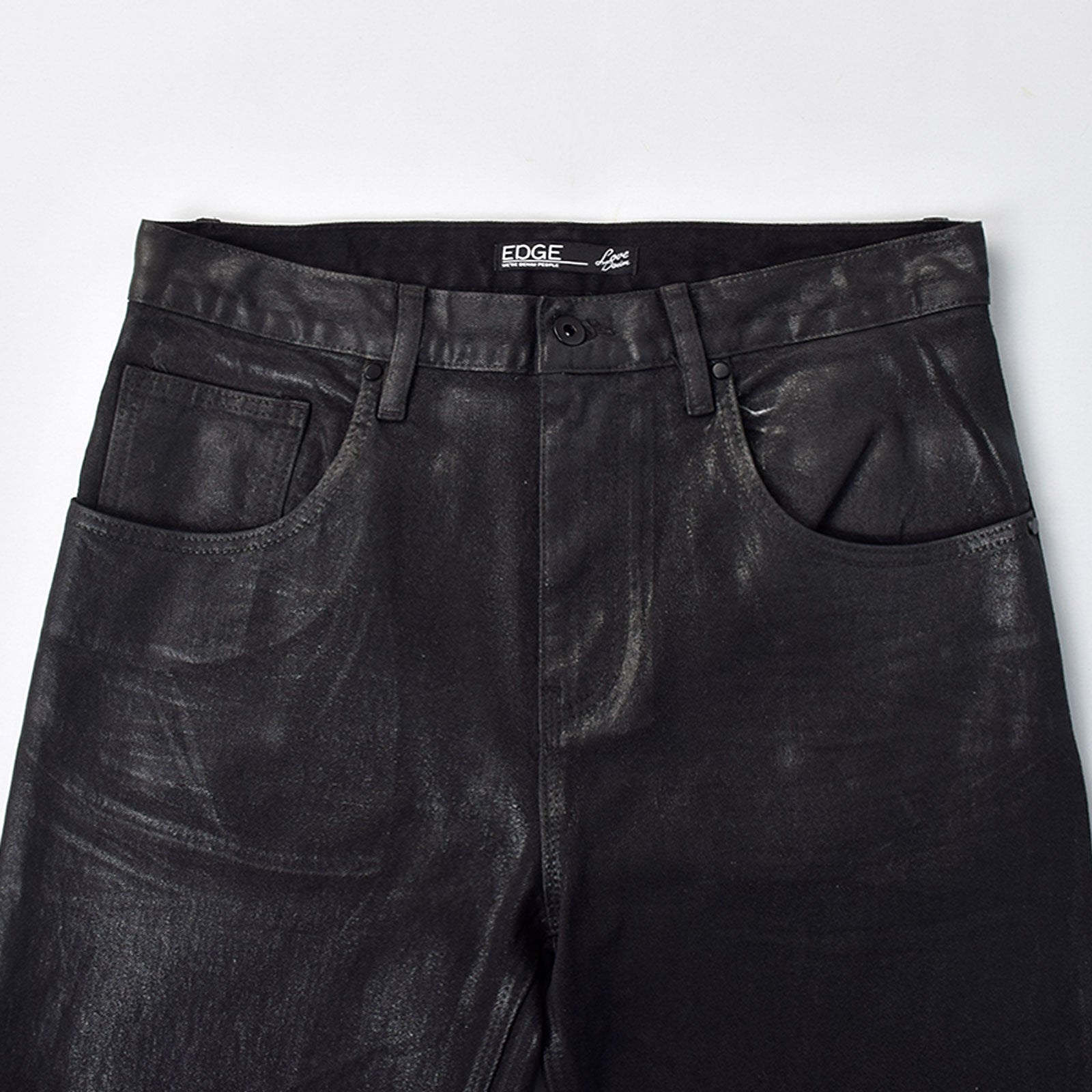 Custom Men's Plain Taper Fit Black Waxed Coat Men Jeans