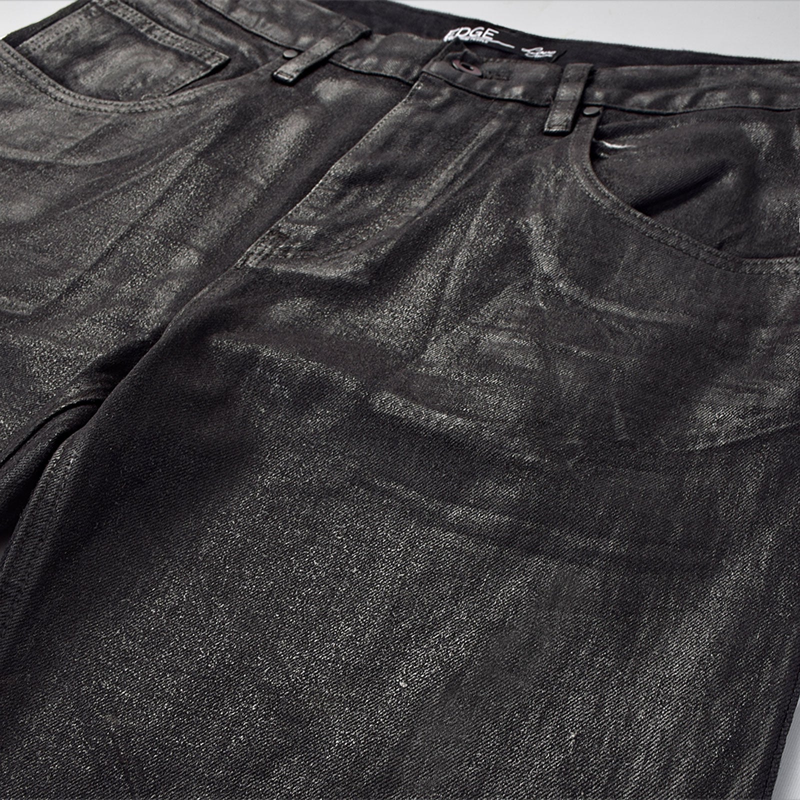 Custom Men's Plain Taper Fit Black Waxed Coat Men Jeans