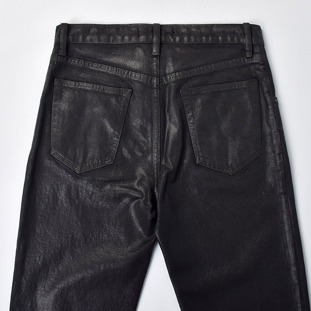 Custom Men's Plain Taper Fit Black Waxed Coat Men Jeans