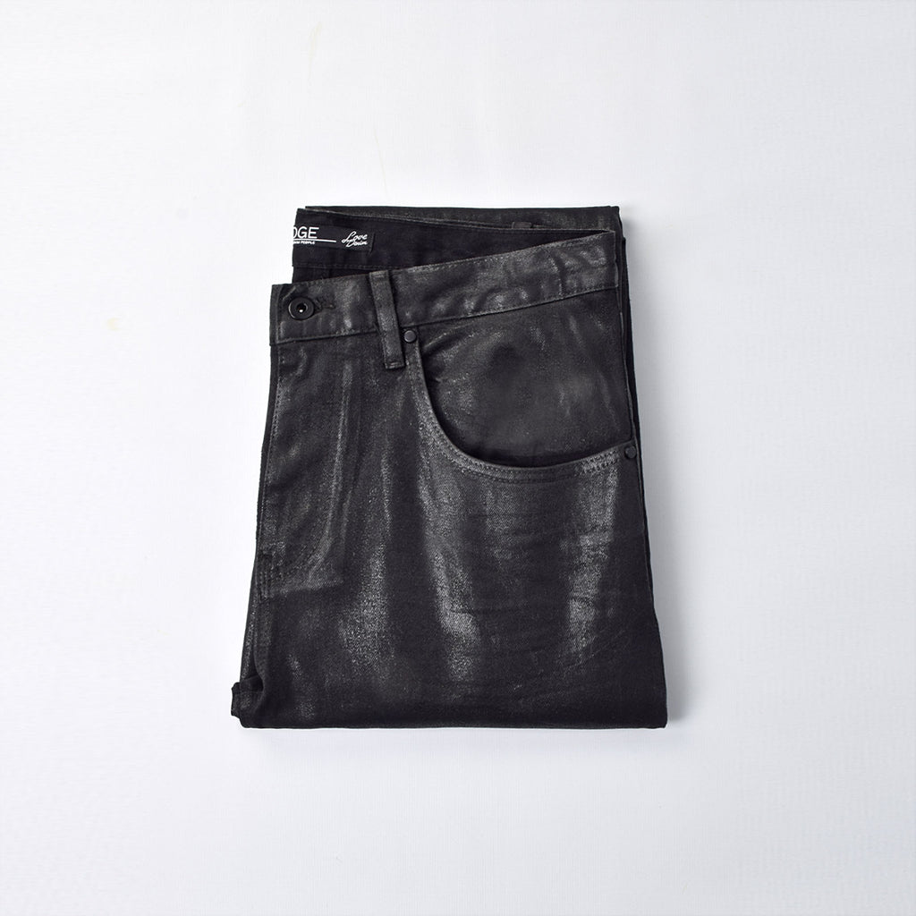 Custom Men's Plain Taper Fit Black Waxed Coat Men Jeans