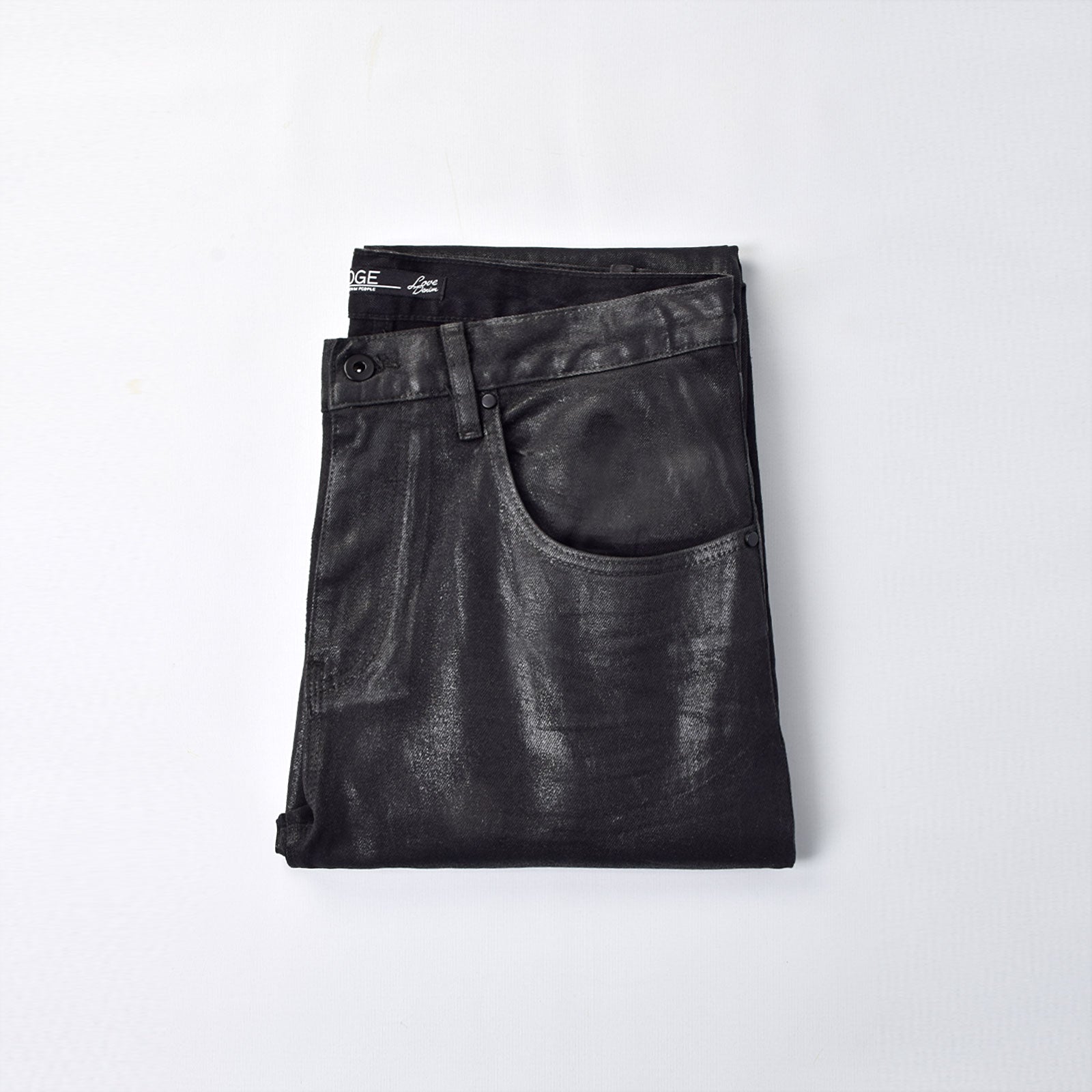 Custom Men's Plain Taper Fit Black Waxed Coat Men Jeans