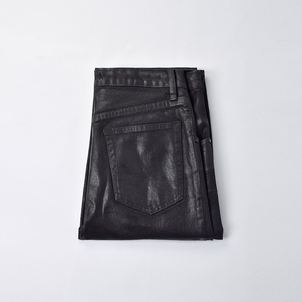 Custom Men's Plain Taper Fit Black Waxed Coat Men Jeans