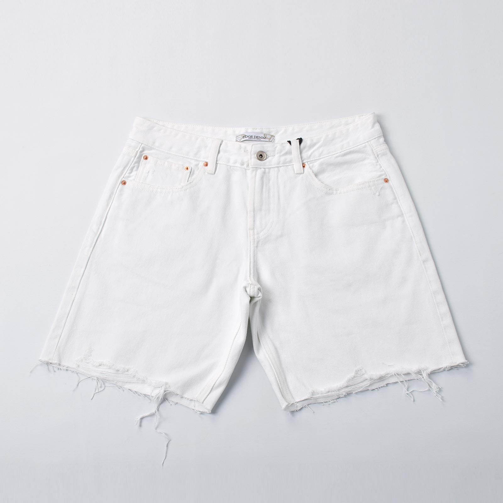 Custom Women's White Raw Hem Denim Shorts