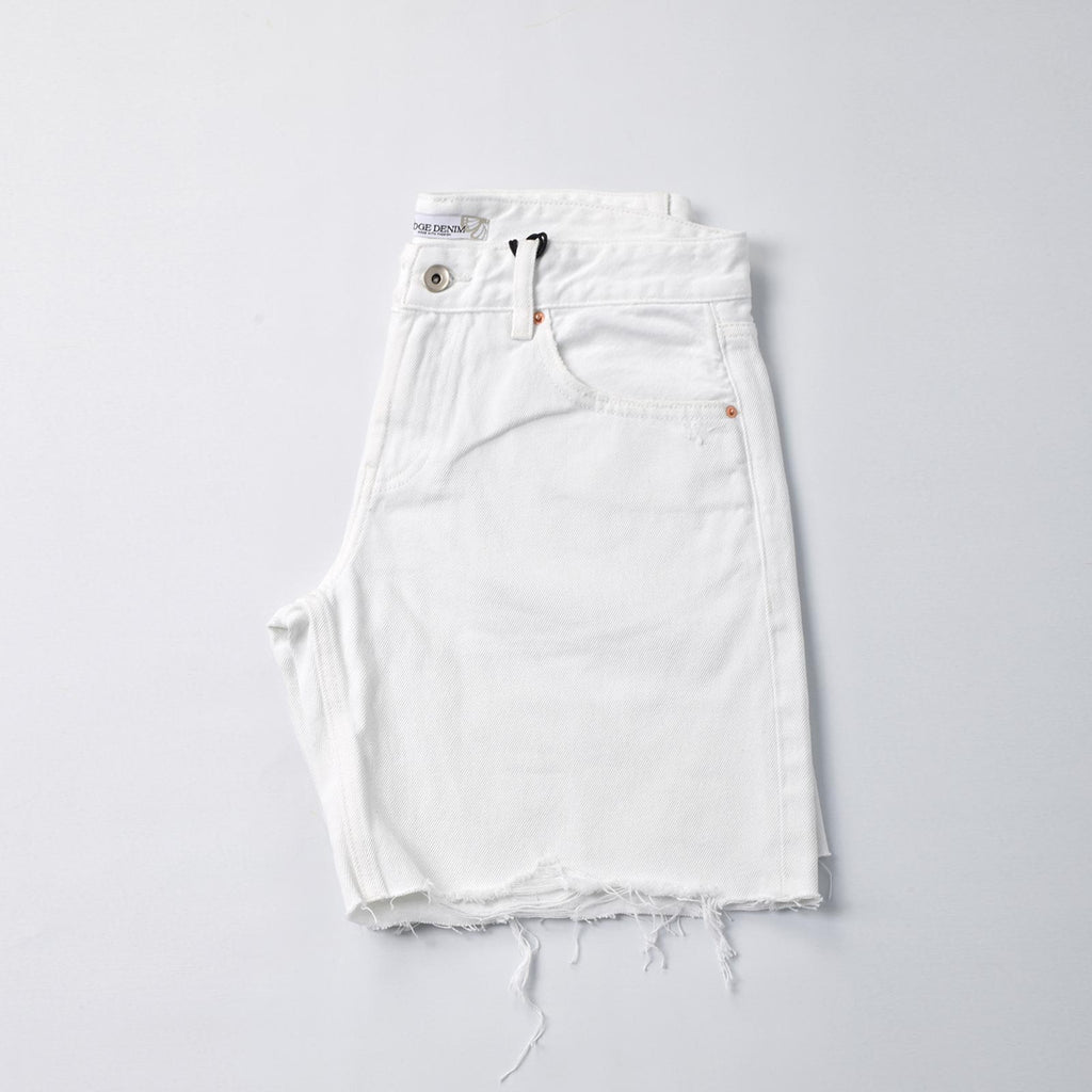 Custom Women's White Raw Hem Denim Shorts