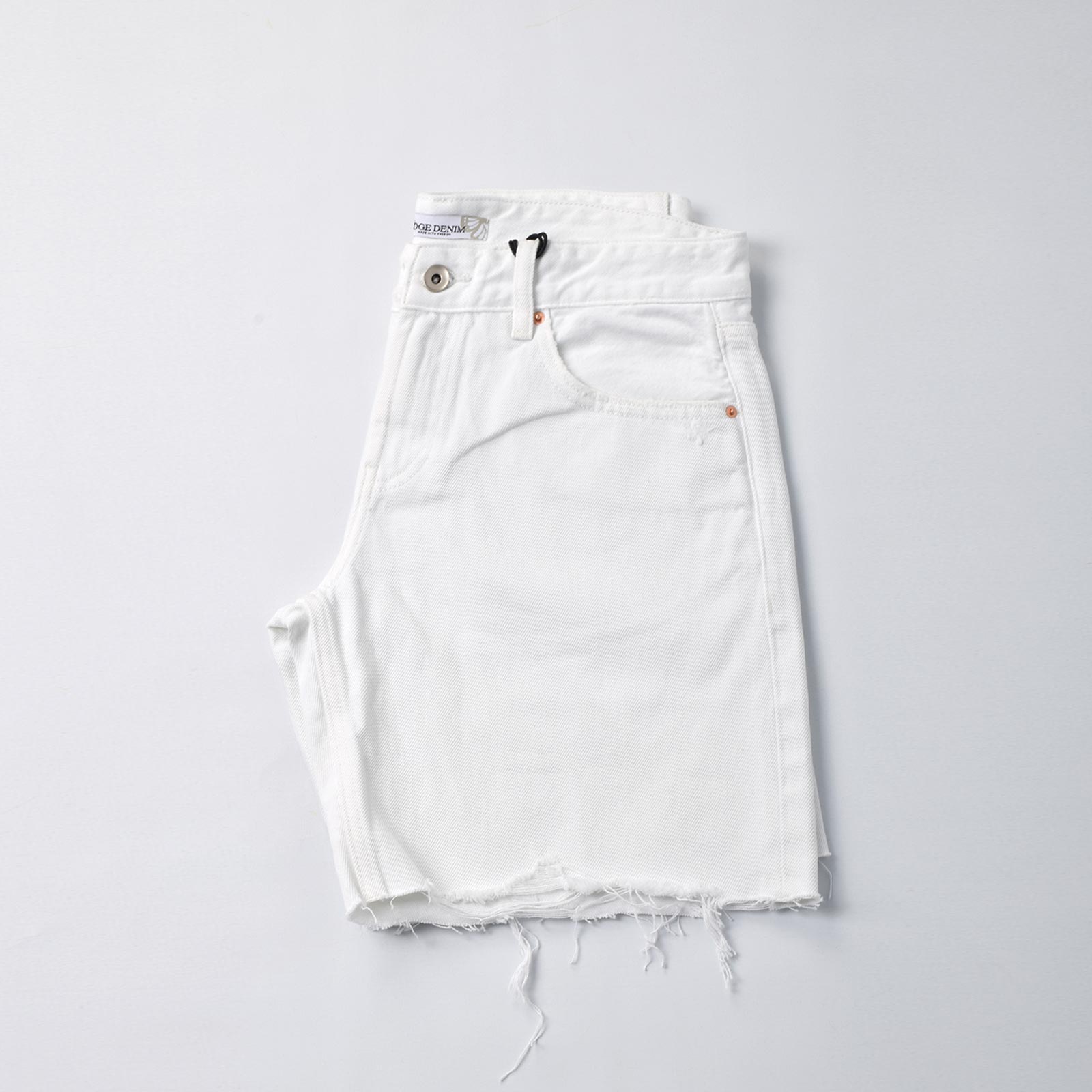 Custom Women's White Raw Hem Denim Shorts