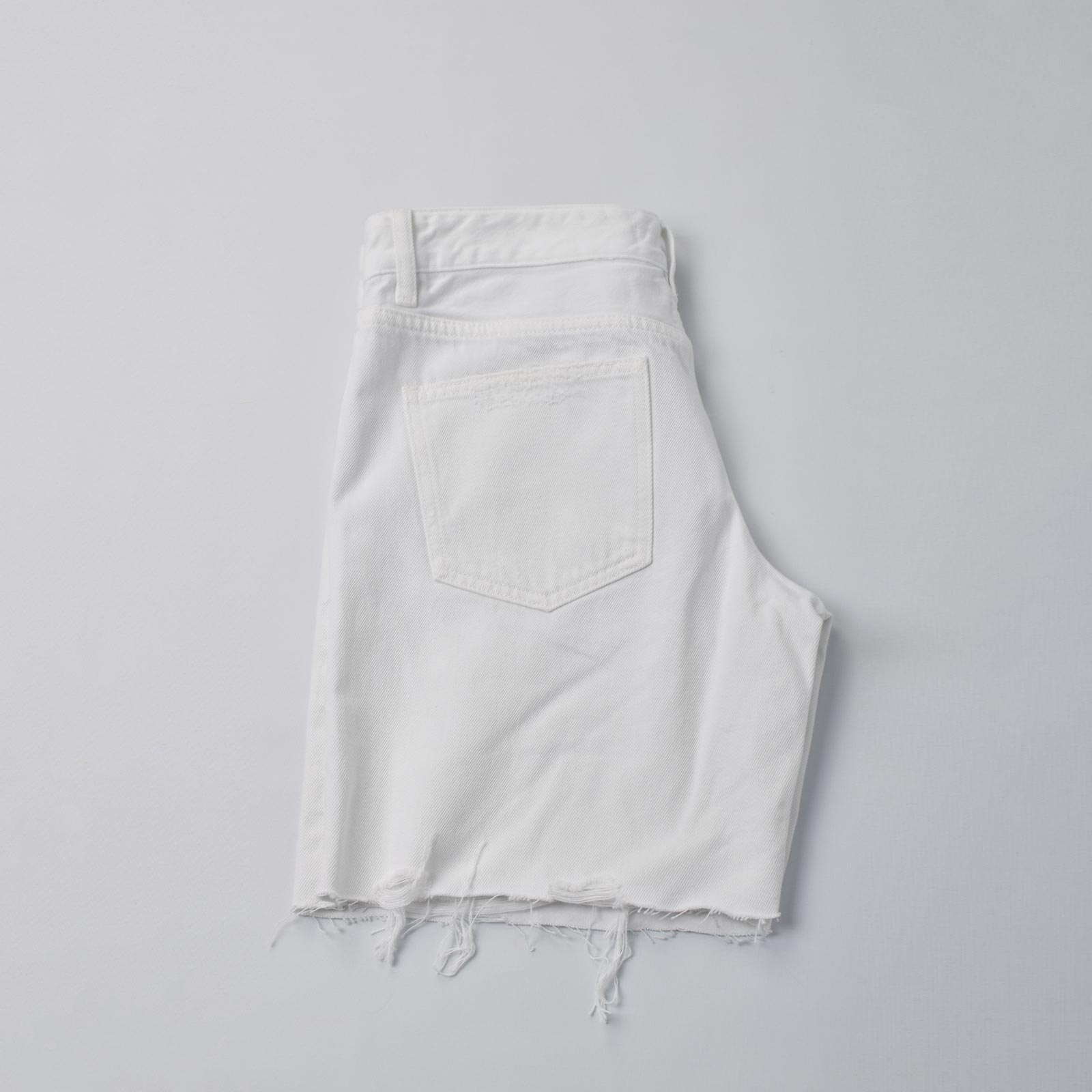 Custom Women's White Raw Hem Denim Shorts