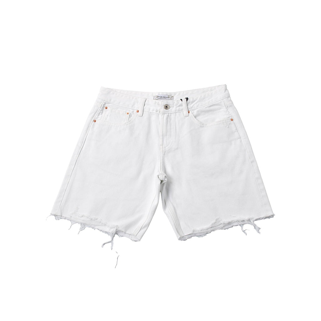 Custom Women's White Raw Hem Denim Shorts