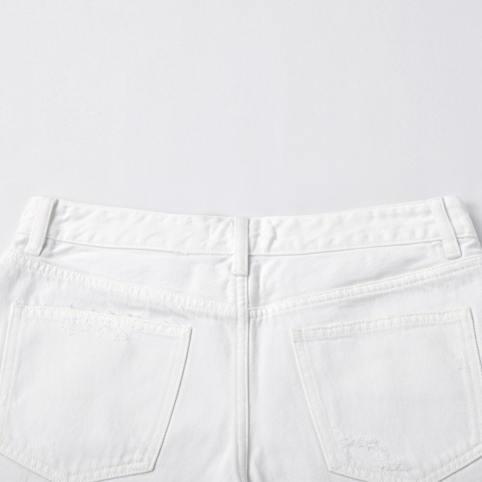 Custom Women's White Raw Hem Denim Shorts