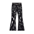 Custom Men's Flared Rivets Waxed Black Jeans