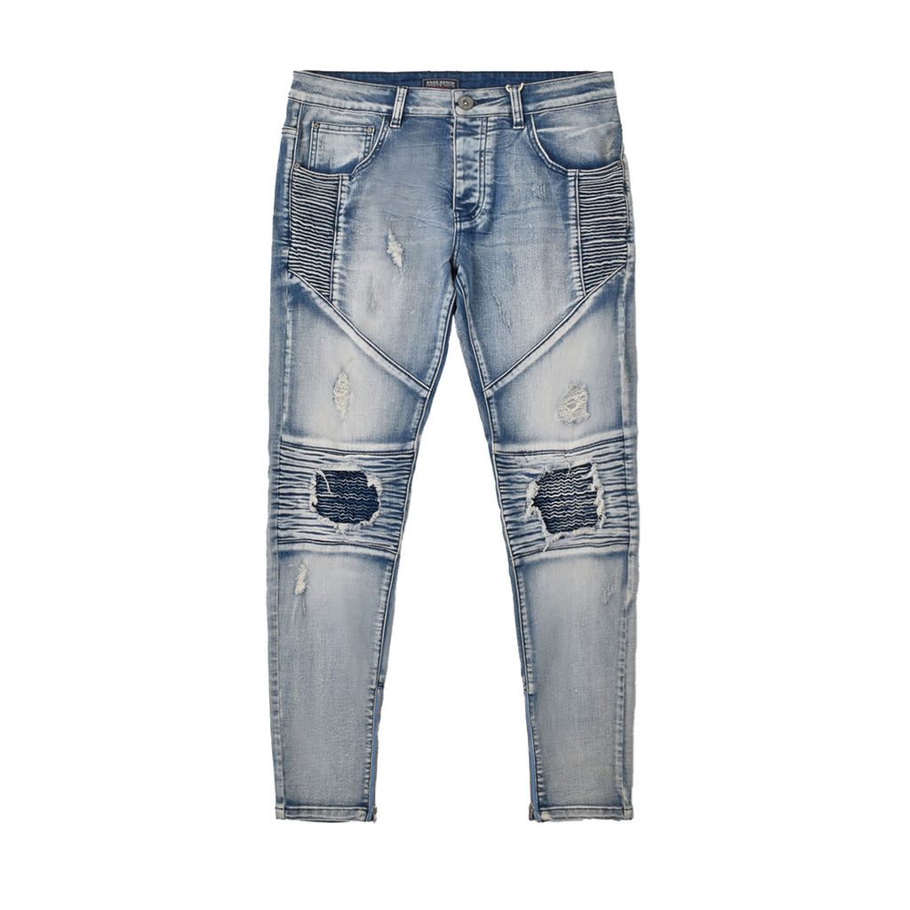 Custom Men's Blue Biker Skinny Jeans