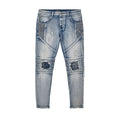 Custom Men's Blue Biker Skinny Jeans