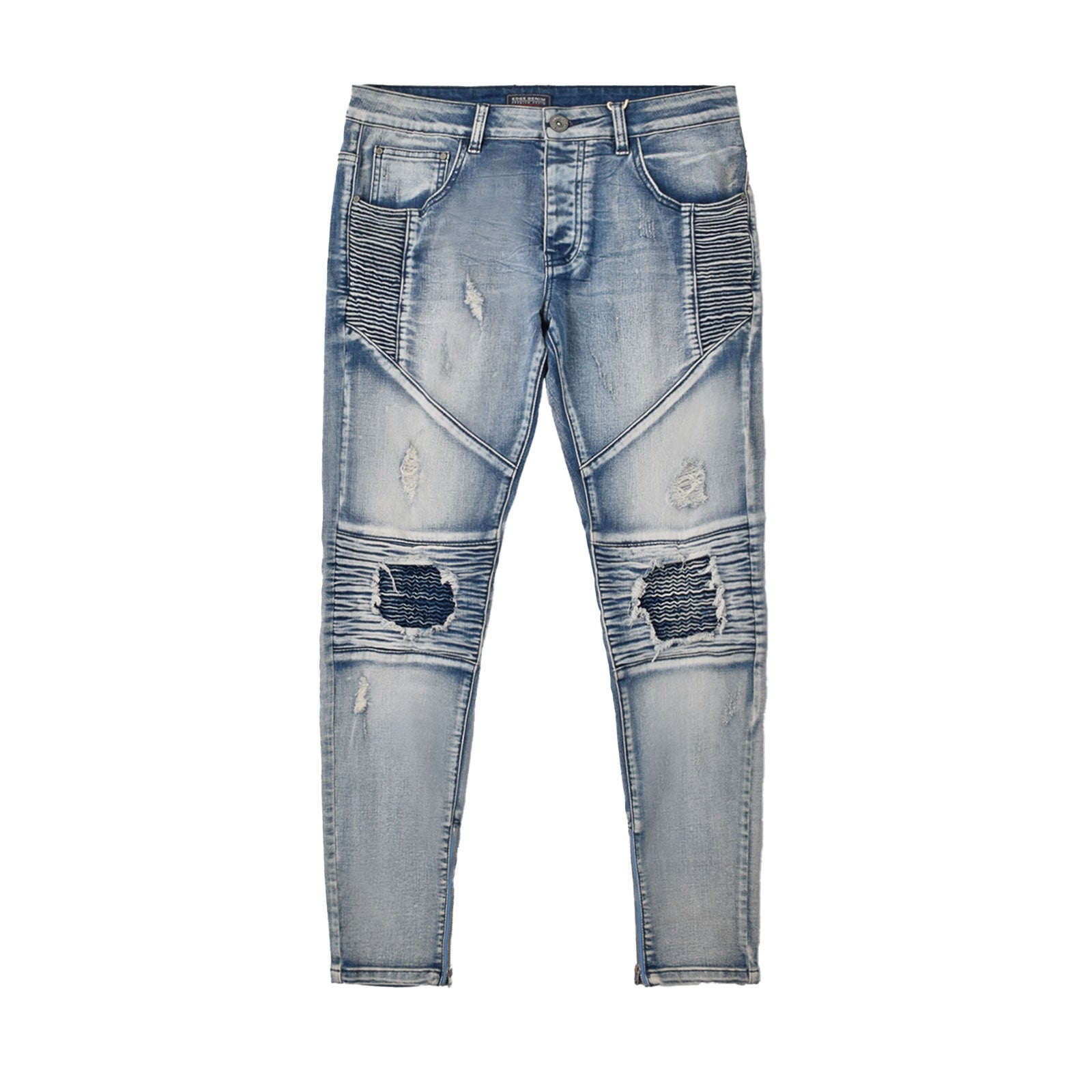 Custom Men's Blue Biker Skinny Jeans