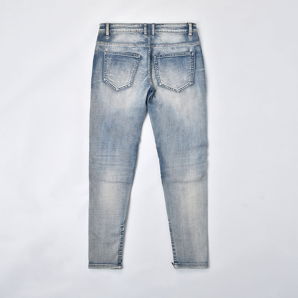 Custom Men's Blue Biker Skinny Jeans