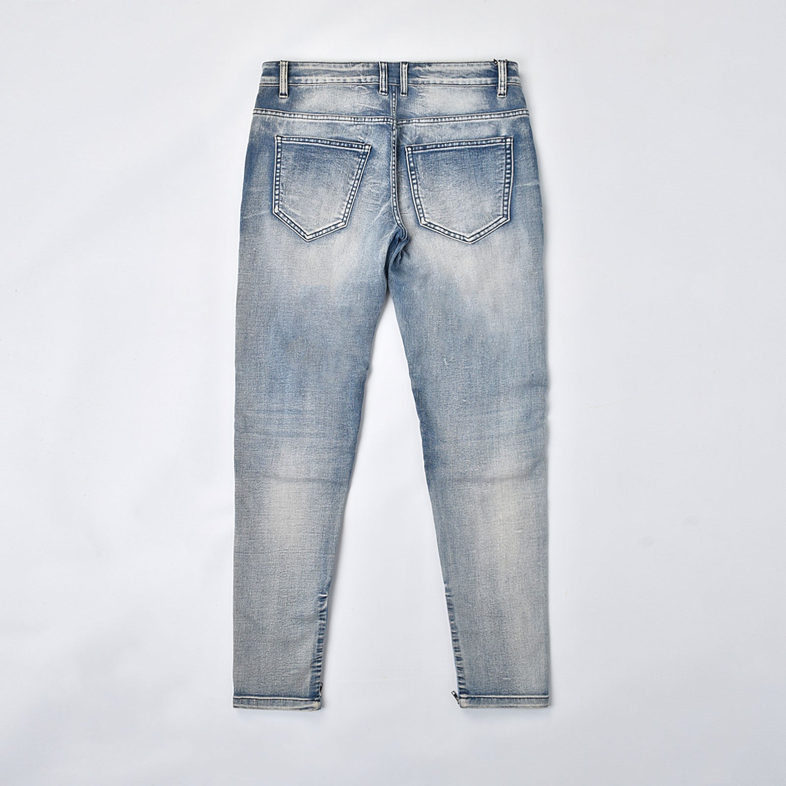 Custom Men's Blue Biker Skinny Jeans