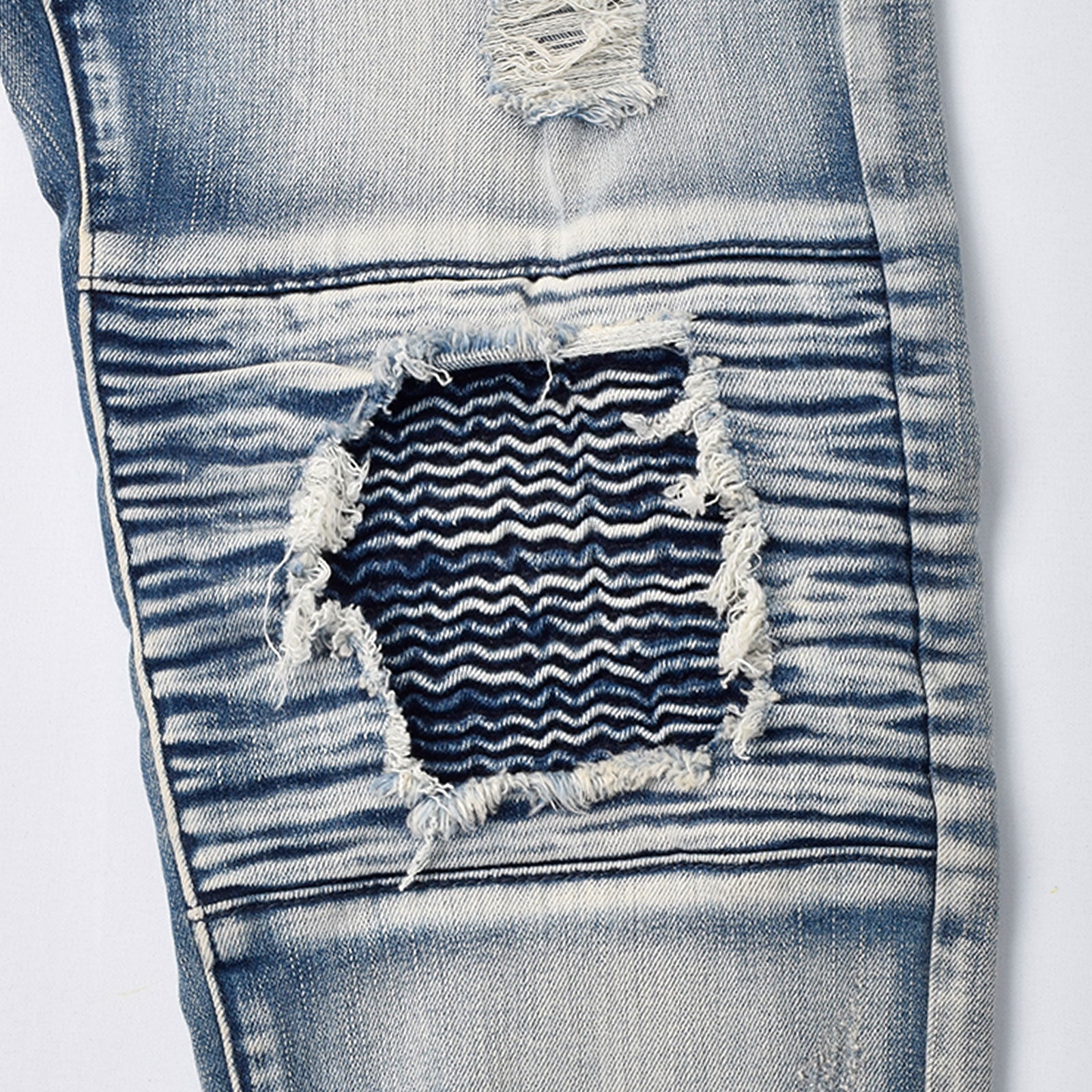 Custom Men's Blue Biker Skinny Jeans