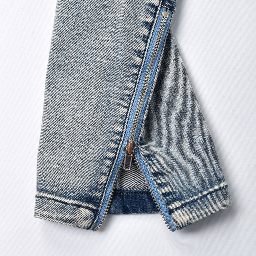 Custom Men's Blue Biker Skinny Jeans