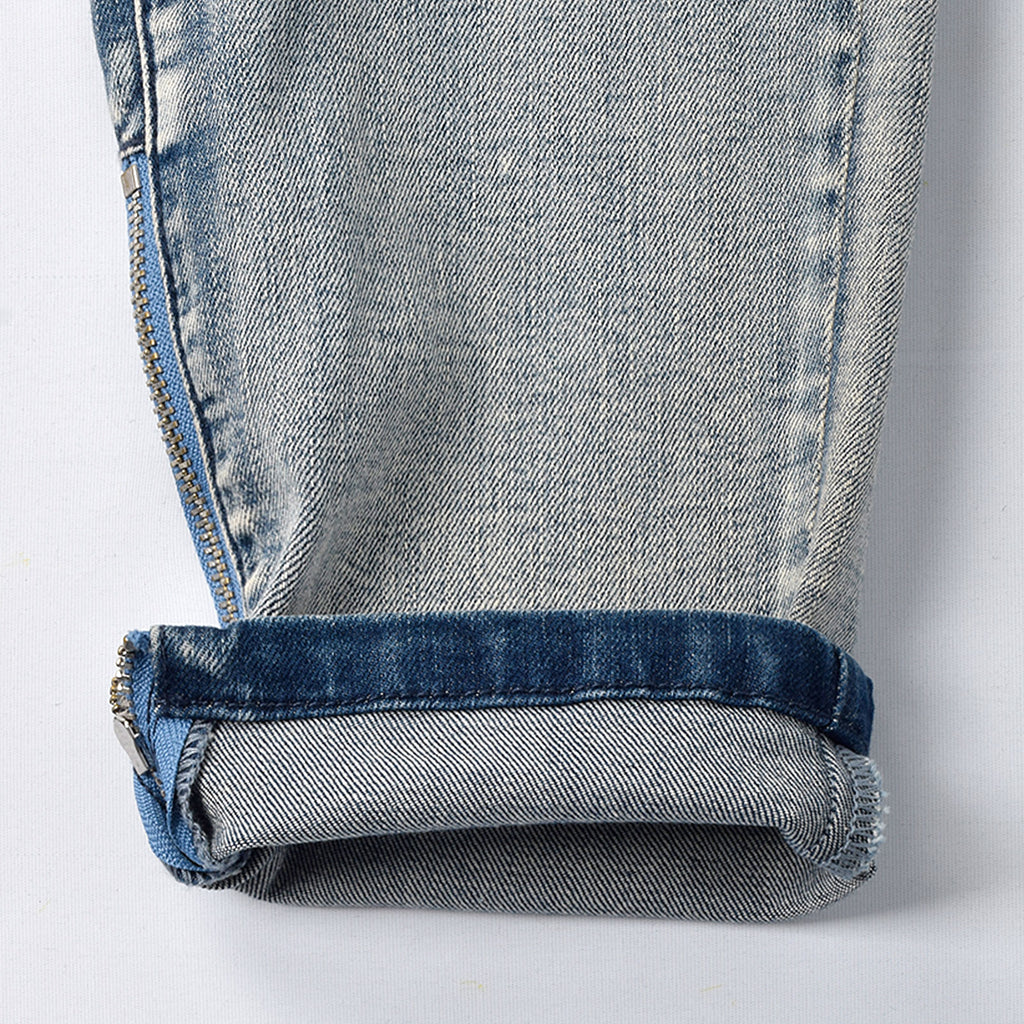 Custom Men's Blue Biker Skinny Jeans