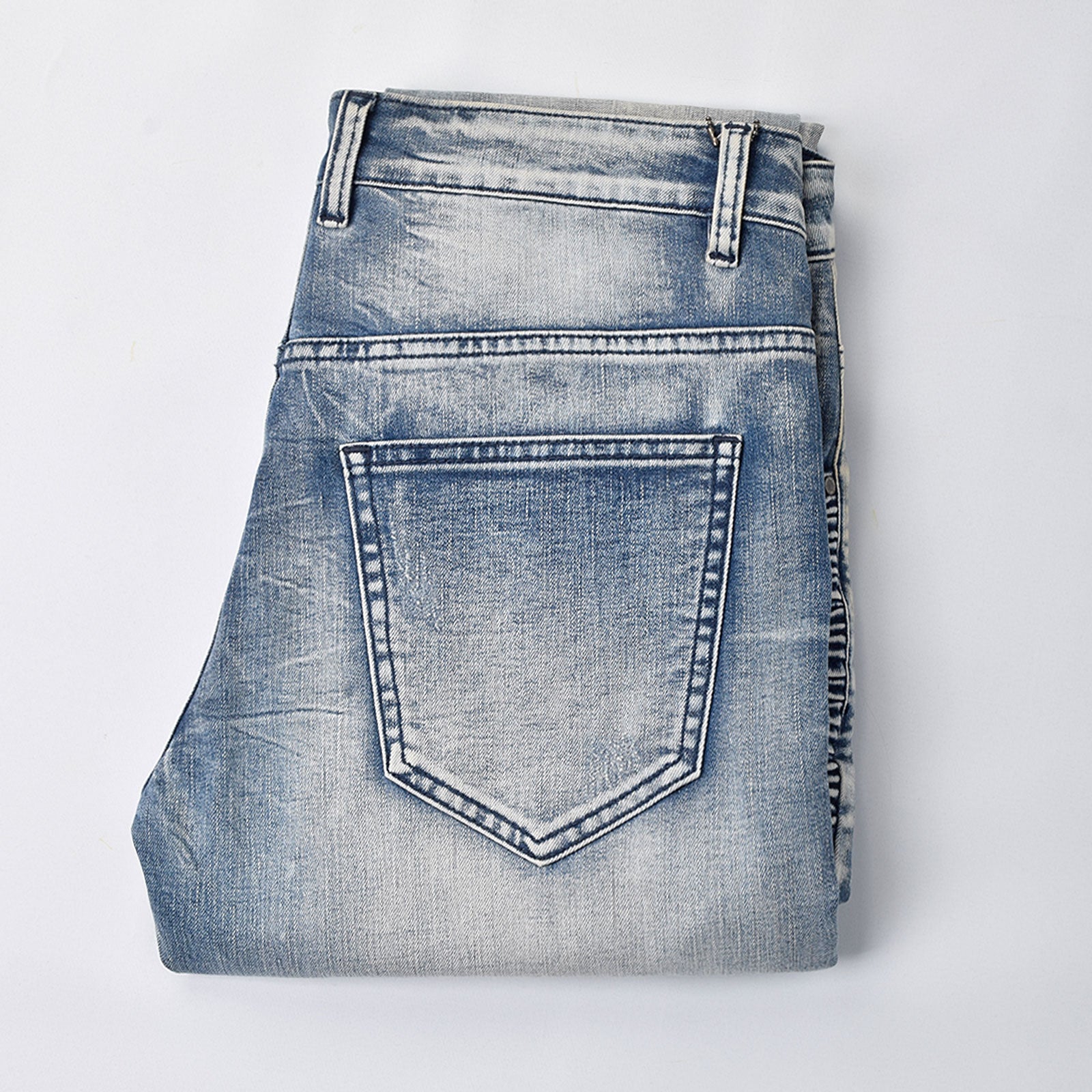 Custom Men's Blue Biker Skinny Jeans