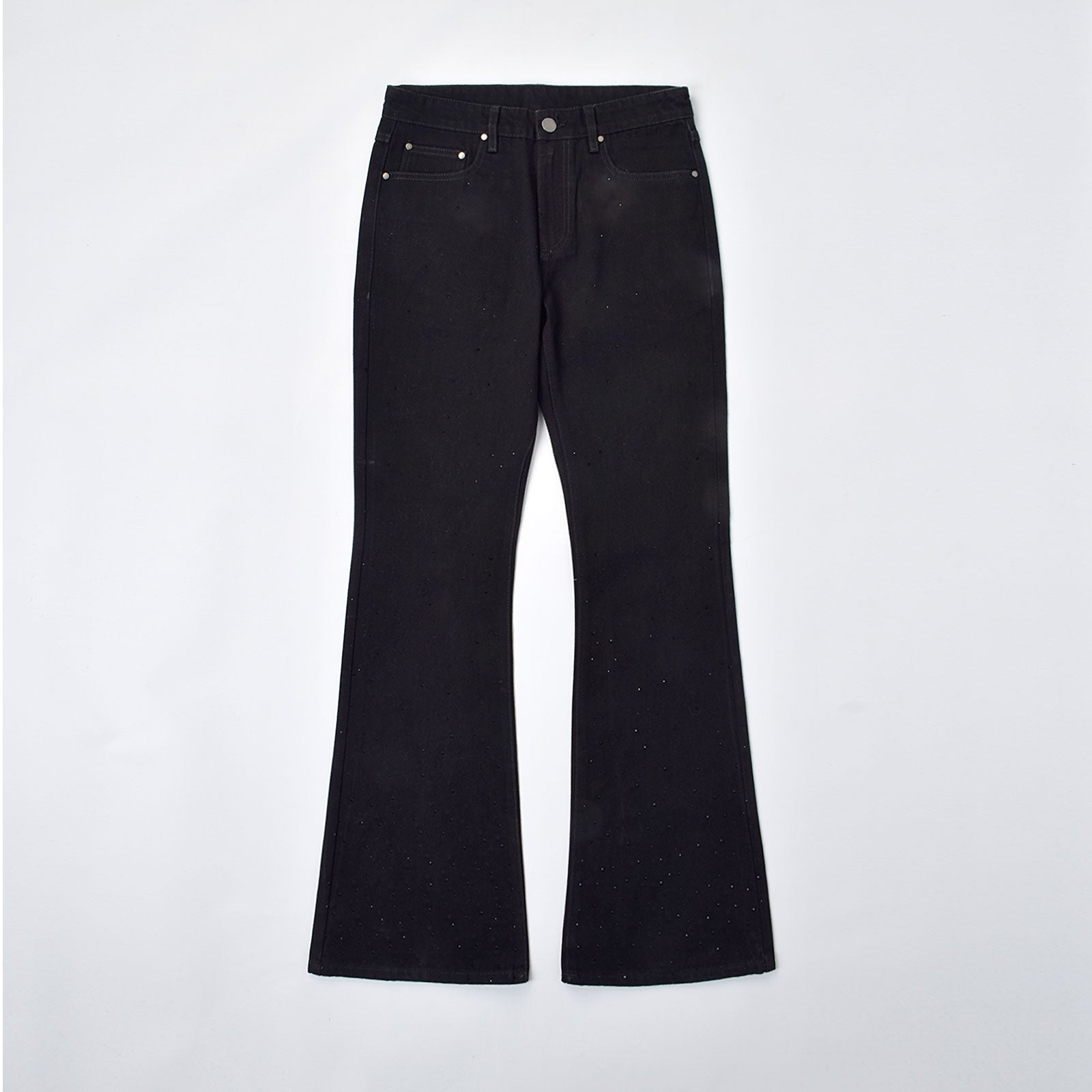 Custom Men's Black Rhinestone Flared Fit Jeans