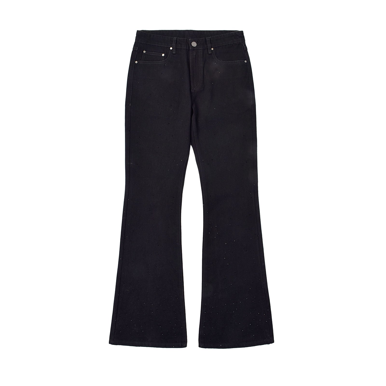 Custom Men's Black Rhinestone Flared Fit Jeans