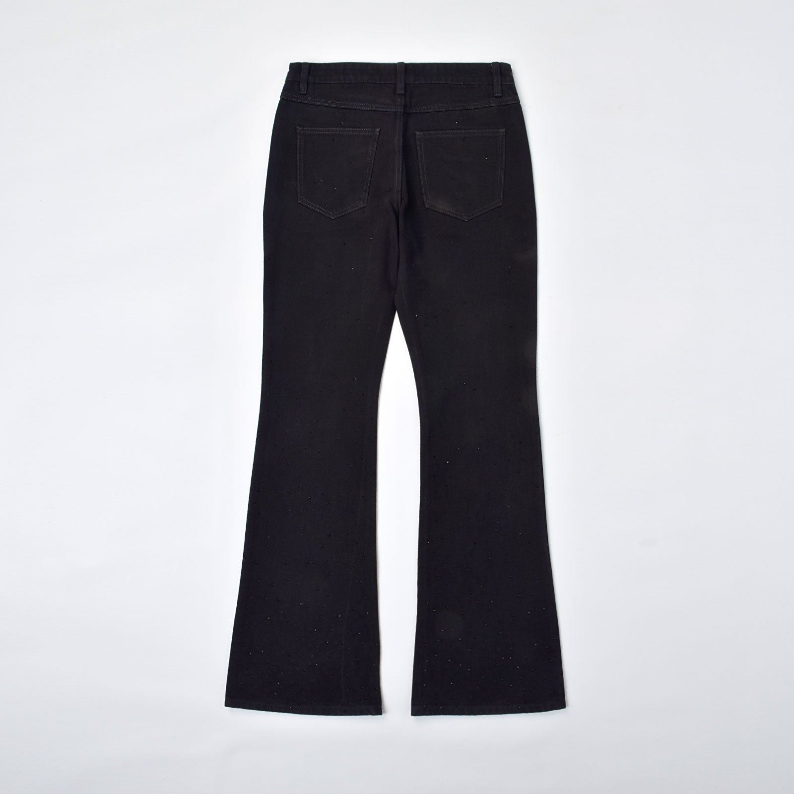 Custom Men's Black Rhinestone Flared Fit Jeans