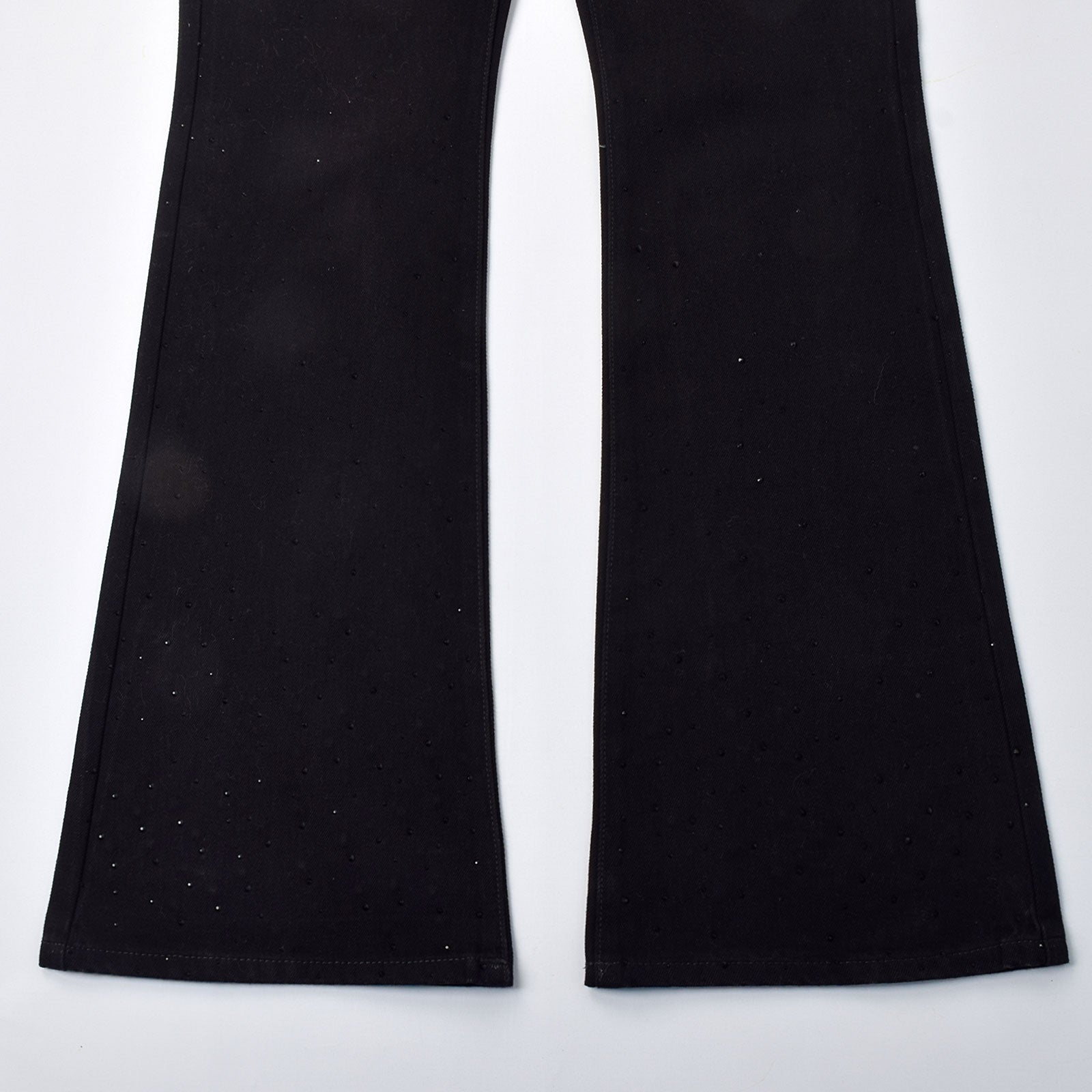 Custom Men's Black Rhinestone Flared Fit Jeans