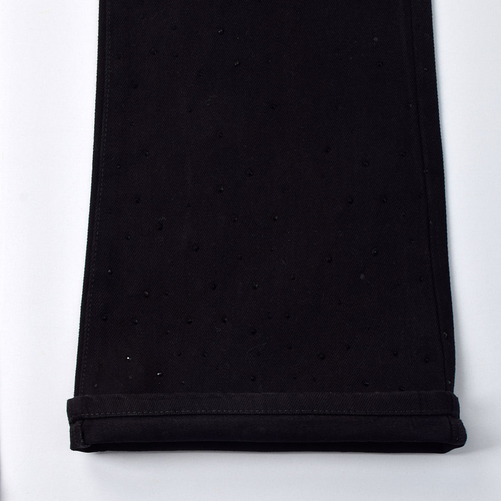 Custom Men's Black Rhinestone Flared Fit Jeans