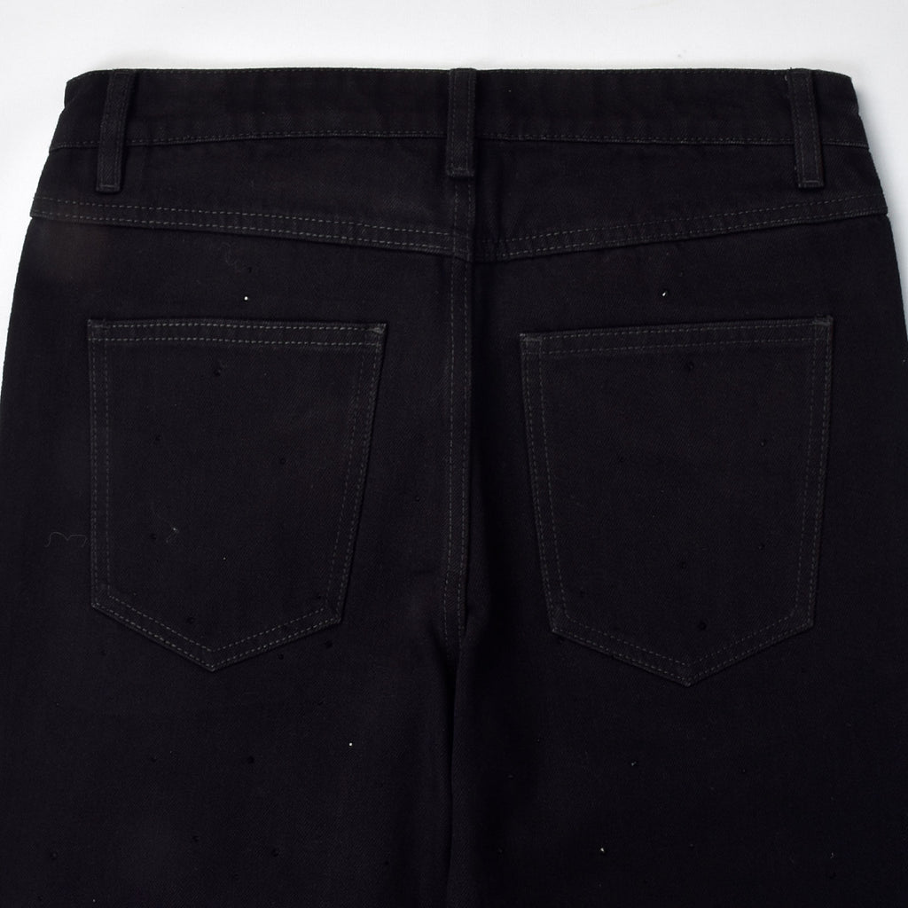 Custom Men's Black Rhinestone Flared Fit Jeans