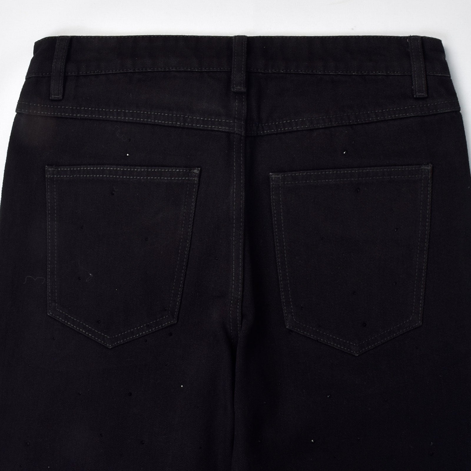 Custom Men's Black Rhinestone Flared Fit Jeans
