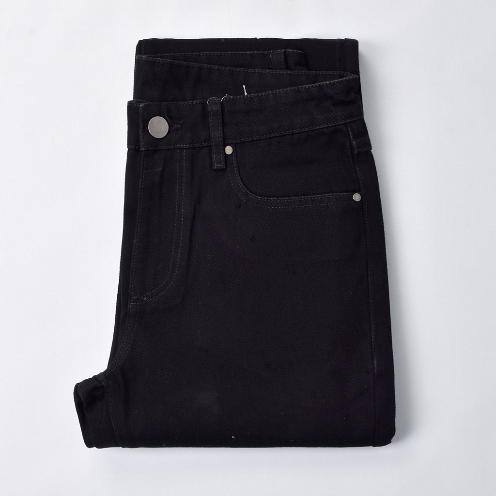 Custom Men's Black Rhinestone Flared Fit Jeans