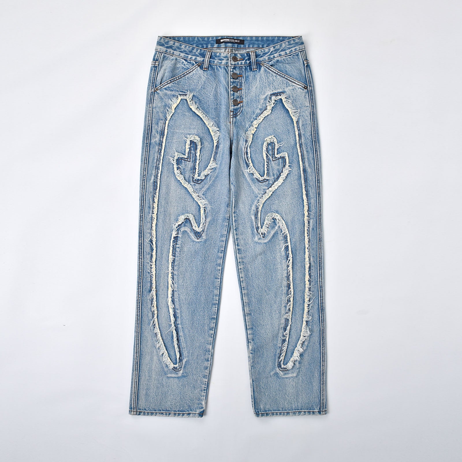 Custom Men's Patch Work Washed Baggy Jeans