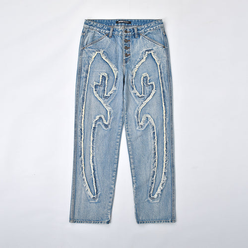 Custom Men's Patch Work Washed Baggy Jeans