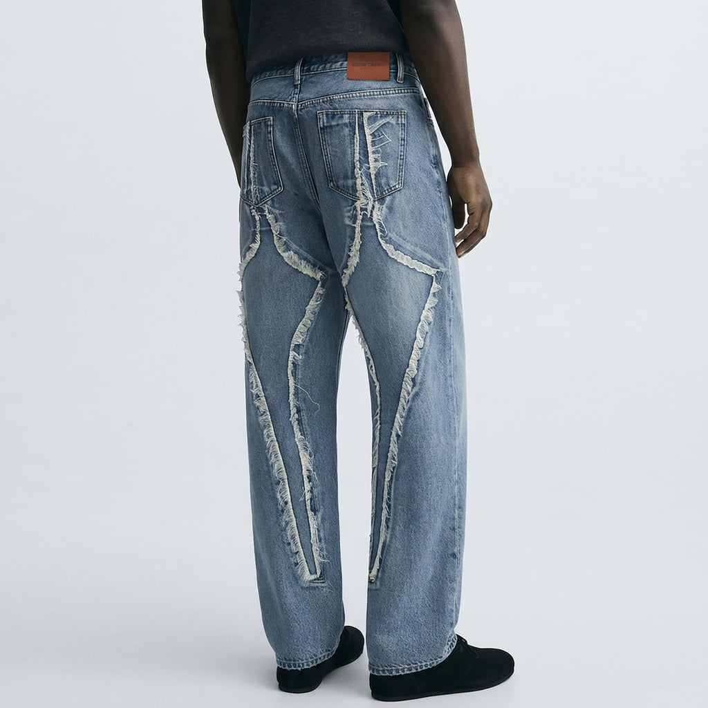 Custom Men's Patch Work Washed Baggy Jeans