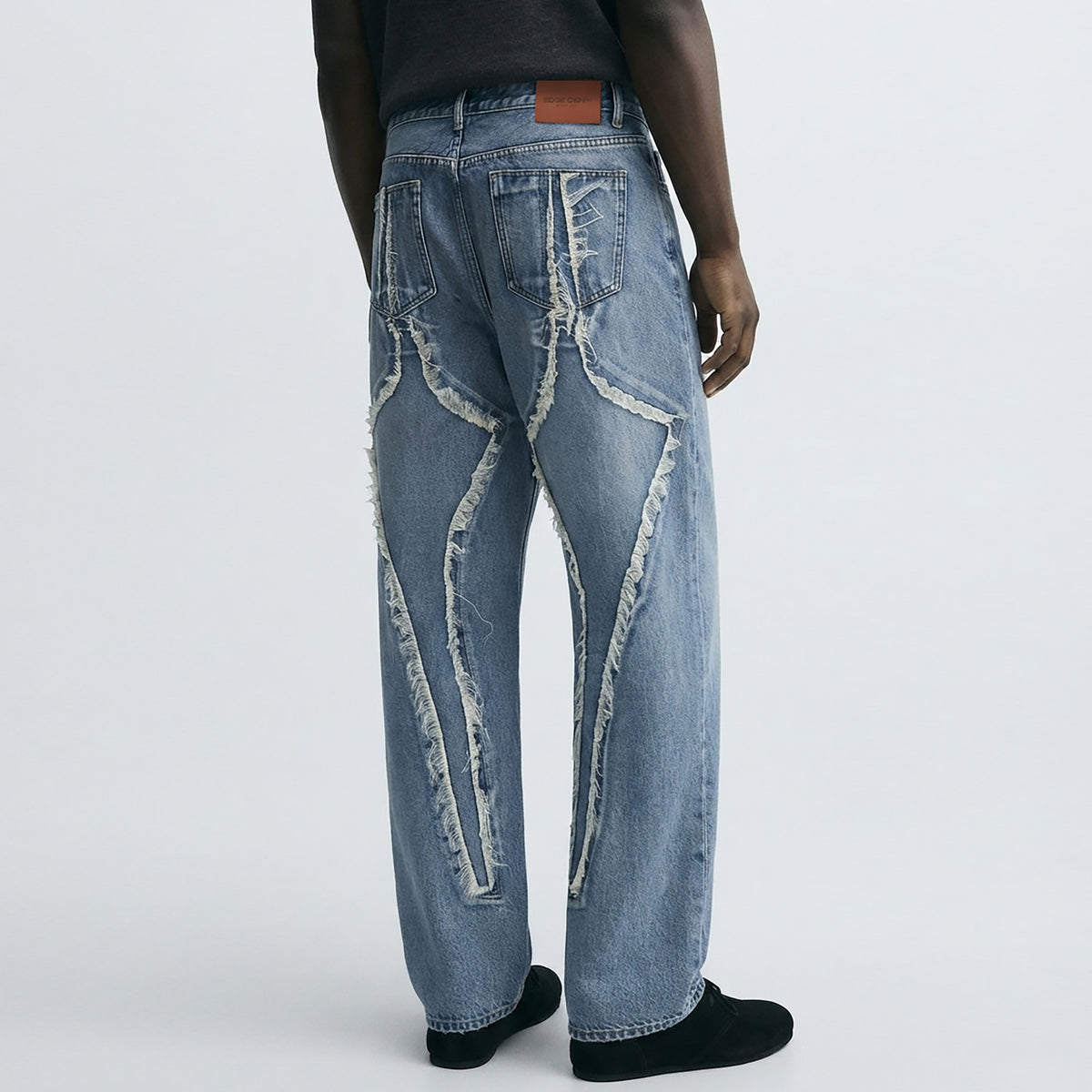 Custom Men's Patch Work Washed Baggy Jeans