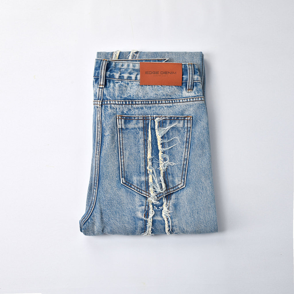 Custom Men's Patch Work Washed Baggy Jeans