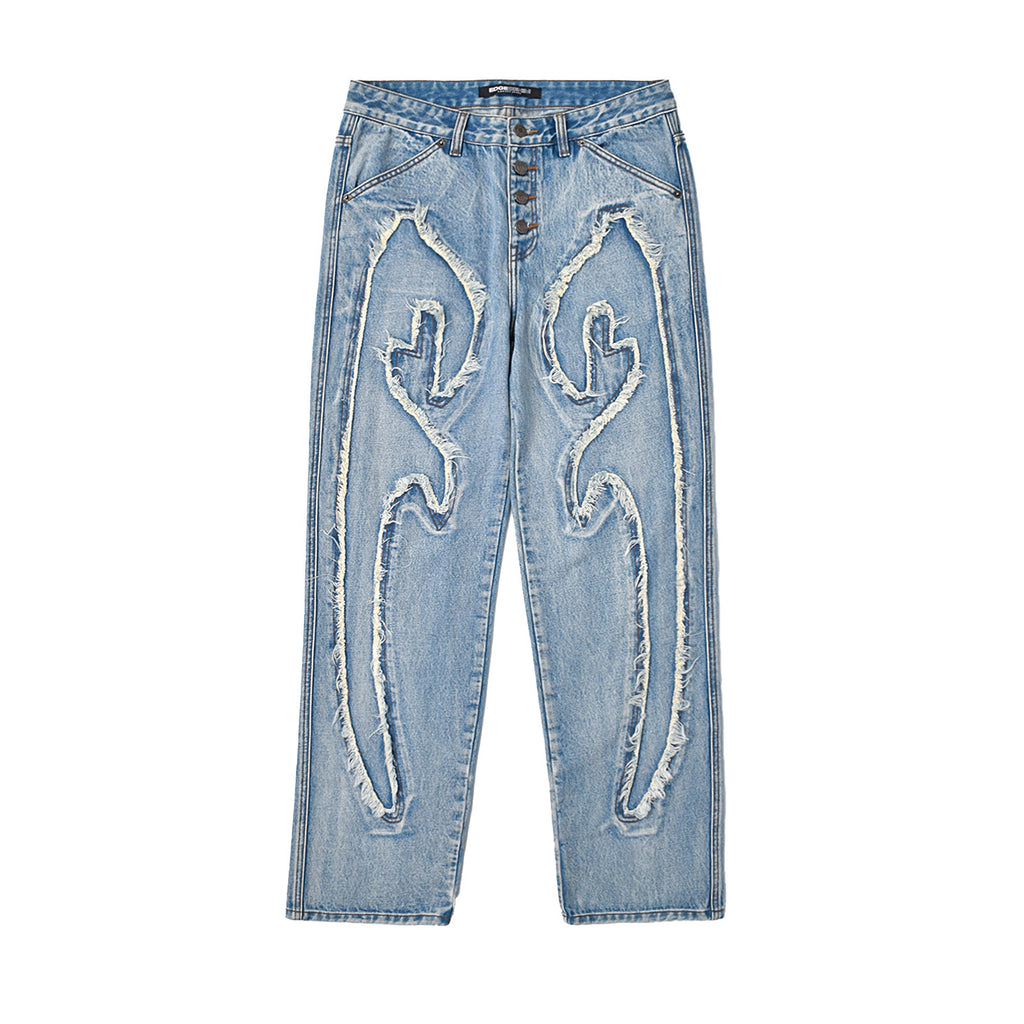Custom Men's Patch Work Washed Baggy Jeans