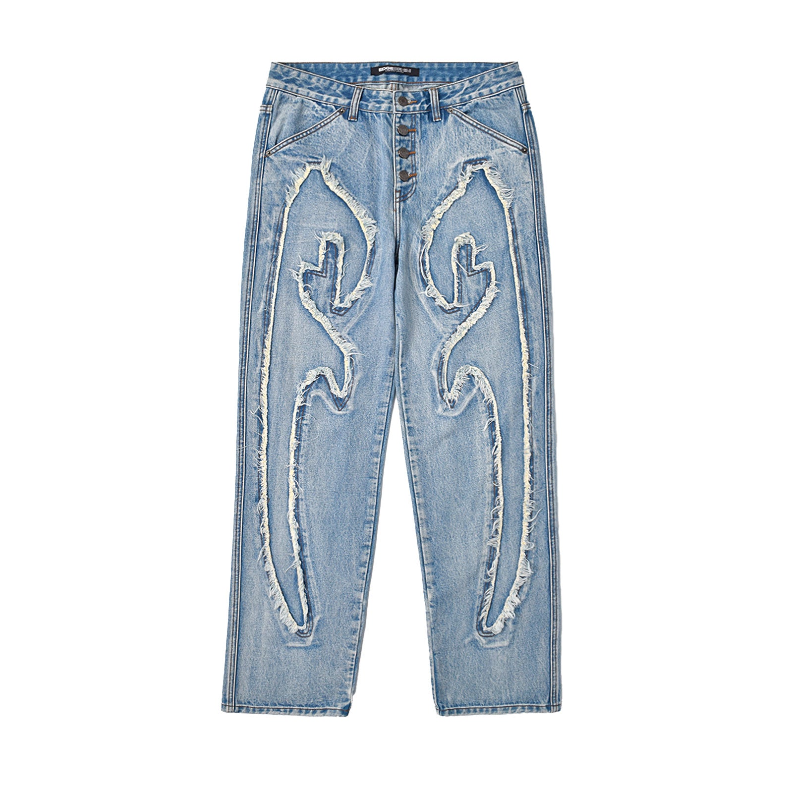 Custom Men's Patch Work Washed Baggy Jeans