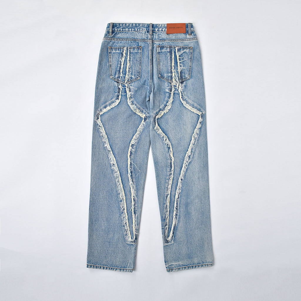 Custom Men's Patch Work Washed Baggy Jeans