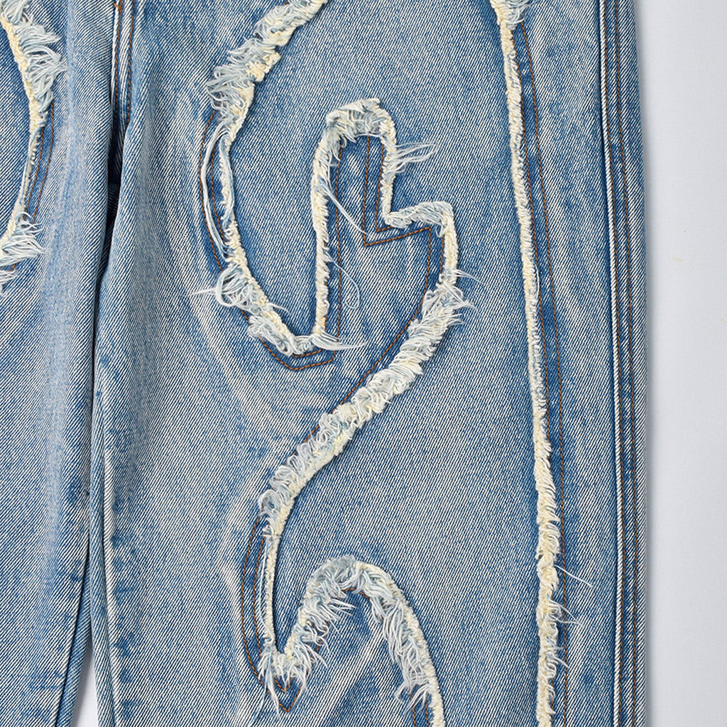 Custom Men's Patch Work Washed Baggy Jeans