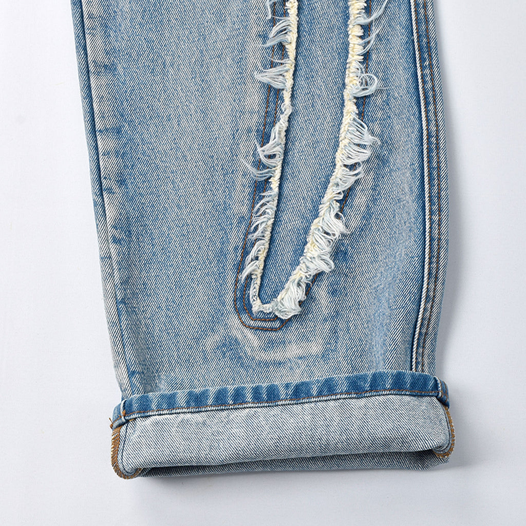 Custom Men's Patch Work Washed Baggy Jeans