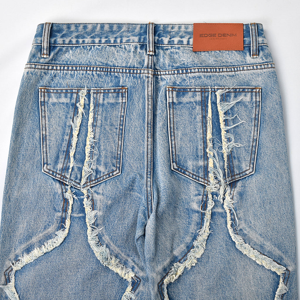 Custom Men's Patch Work Washed Baggy Jeans